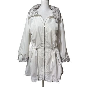 JM Collection Lightweight Raincoat Jacket Windbreaker Trench Foldable Hood XL